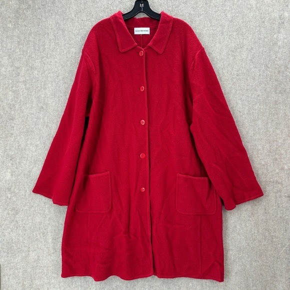 August Max Boiled Wool Long Line Cardigan Jacket Red Button Front Pockets 2XL - Picture 4 of 12